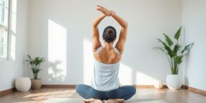 Person practicing yoga for back relief in a peaceful setting.